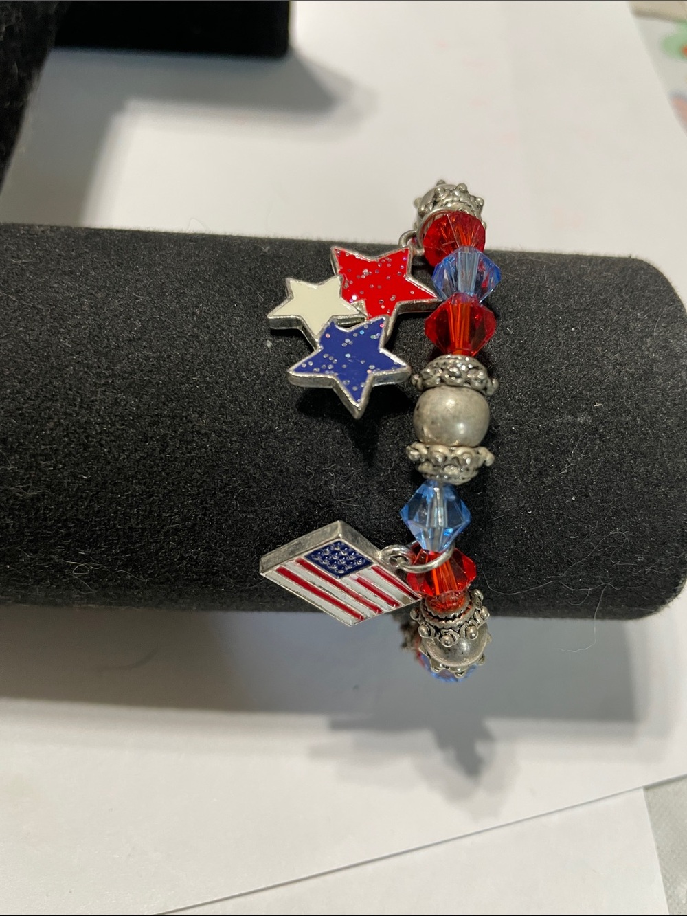 4th of July - Patriotic Red, White & Blue Star and Flag Charm Bracelet